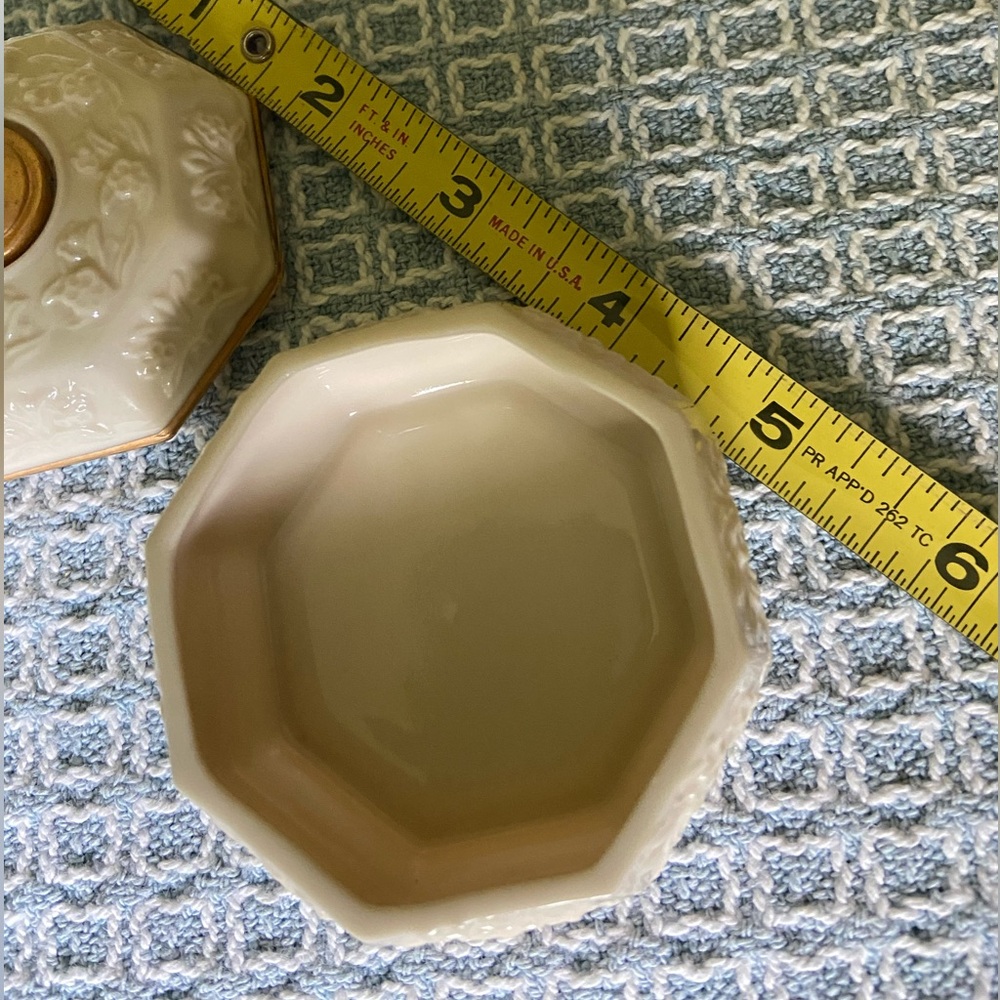 Lenox keep safe box December gold trim turquoise stone ivory tone China - Picture 3 of 8